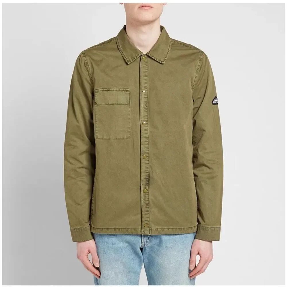 Penfield Men’s Blackstone Olive Green Cotton Twill Snap Closure Shirt Jacket